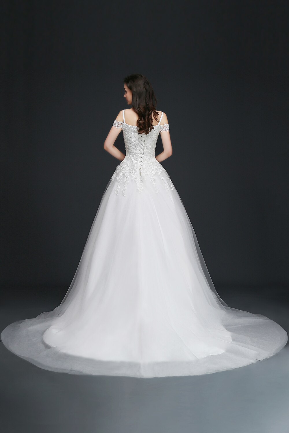 Women's Elegant Backless Laced-Up Bridal Dress
