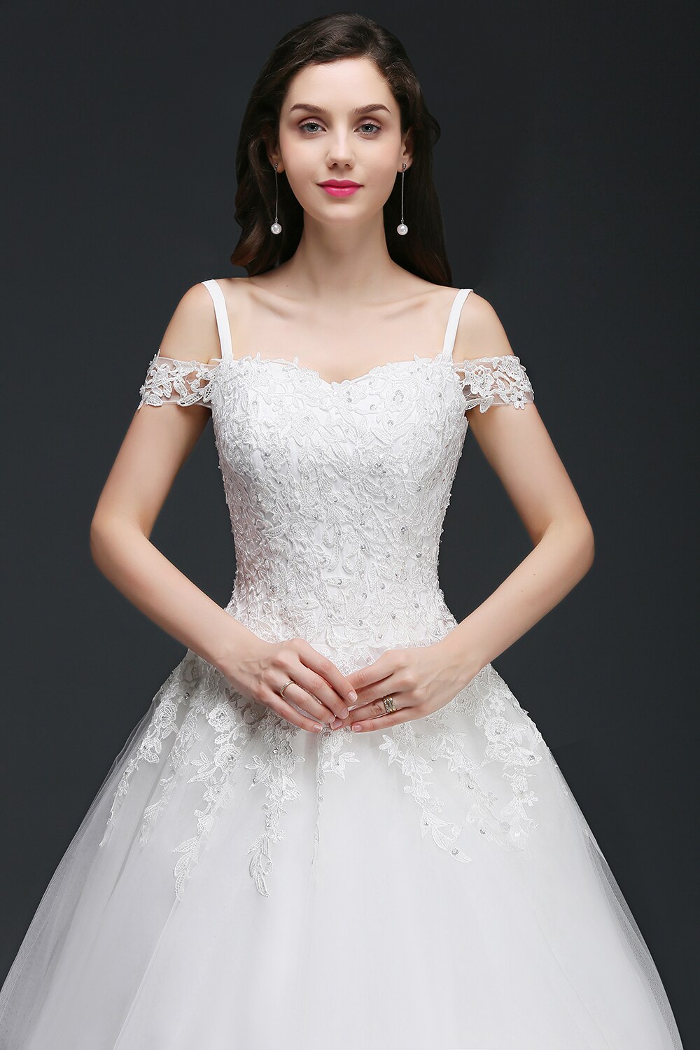 Women's Elegant Backless Laced-Up Bridal Dress