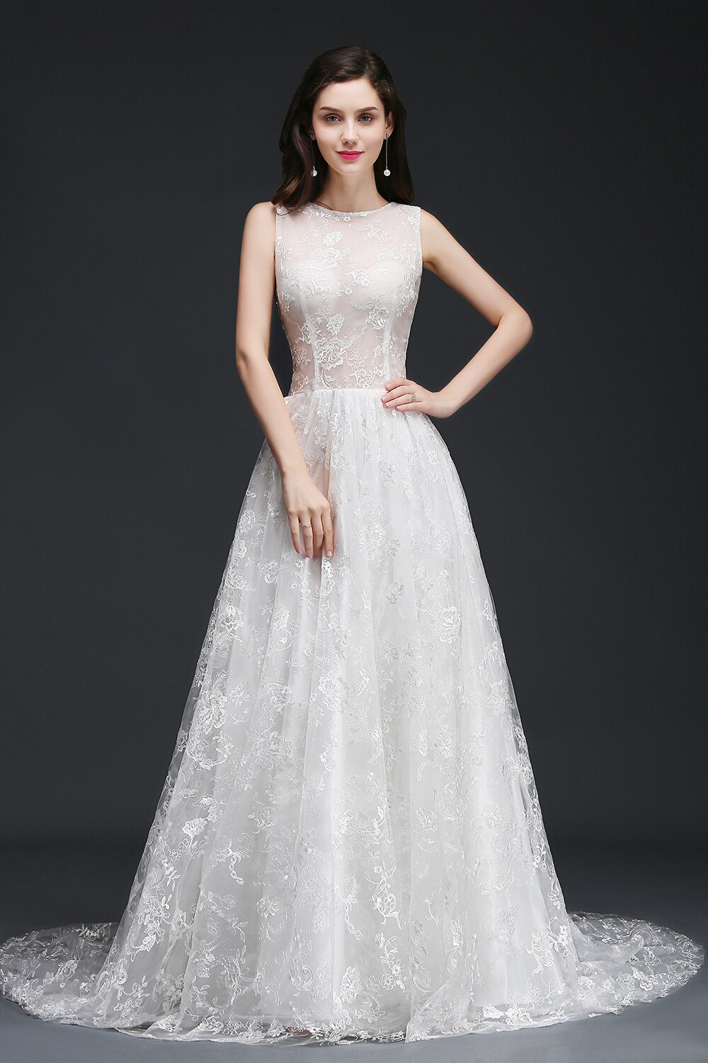 Women's Sleeveless Laced Bridal Dress